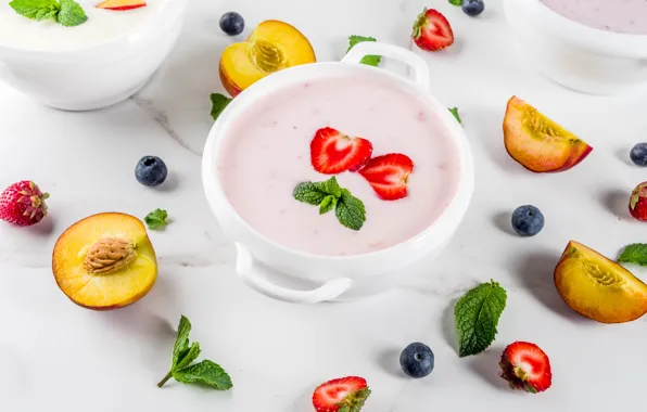 Picture berries, fruit, yogurt