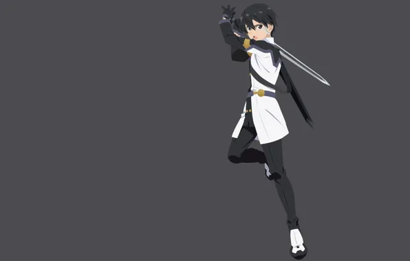 Picture sword, anime, art, grey background, Sword art online, Sword Art Online, Kirito