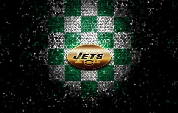 Picture wallpaper, sport, logo, NFL, glitter, checkered, New York Jets
