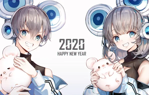Picture boy, girl, mouse, 2020, new year 2020, myshy