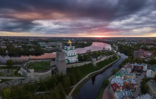 Picture the city, home, The Kremlin, fortress, river, Pskov, Chrome, Роман Дмитриев