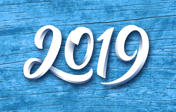 Picture New Year, figures, wood, blue, background, New Year, Happy, 2019