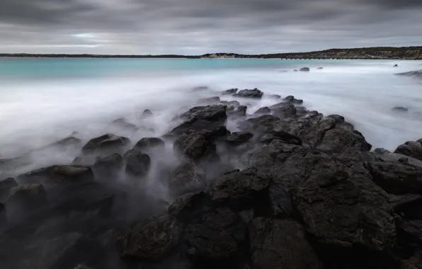Picture sea, stones, shore, Iceland, rocky