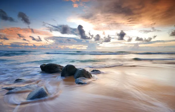 Picture sand, sea, beach, summer, the sky, sunset, shore, summer, beach, sea, sunset, seascape, beautiful, sand