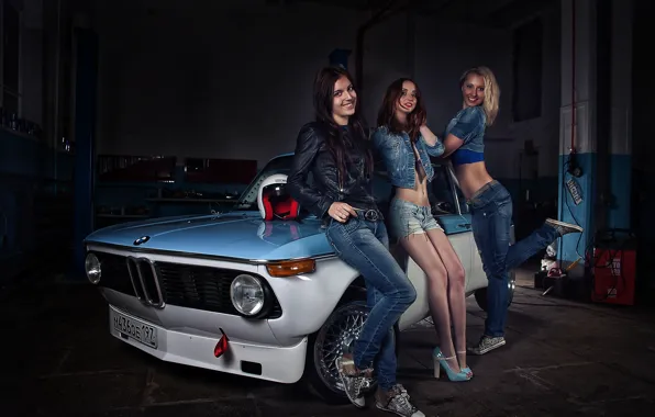Picture look, Girls, BMW, smile, beautiful girls, Belyy auto