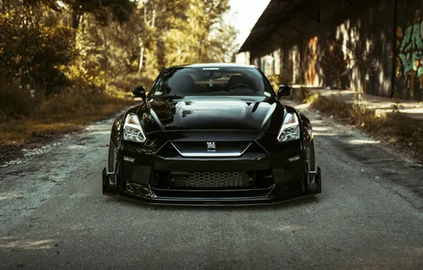 Picture GTR, Nissan, Black, R35, Road, Forest