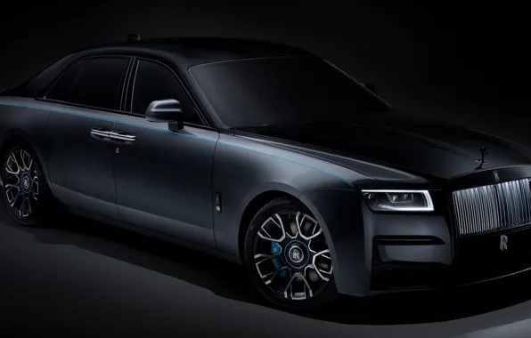 Picture the dark background, power, power, luxury, Rolls-Royce Ghost, 2021, Black Badge Ghost, dark background роскошь