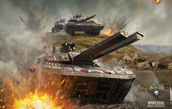 Picture the explosion, stones, tanks, tanks, Imperial - War of Tomorrow