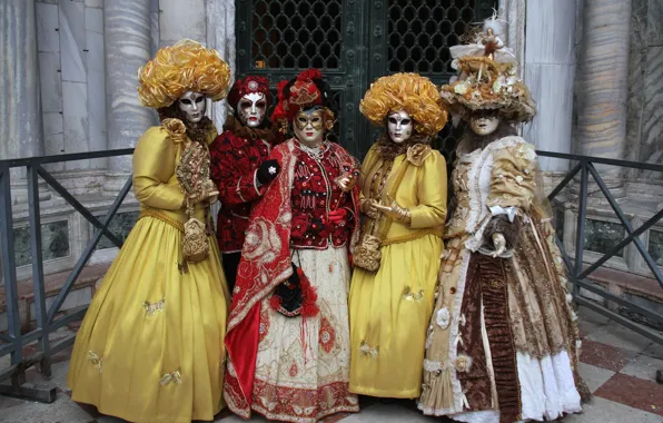 Picture group, carnival, mask, dresses, costumes
