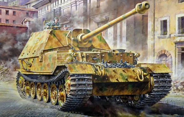 Picture Germany, sau, the Wehrmacht, Tank fighter, heavy, Self-propelled artillery, Masami Onishi, Sd.Car.184 elephant