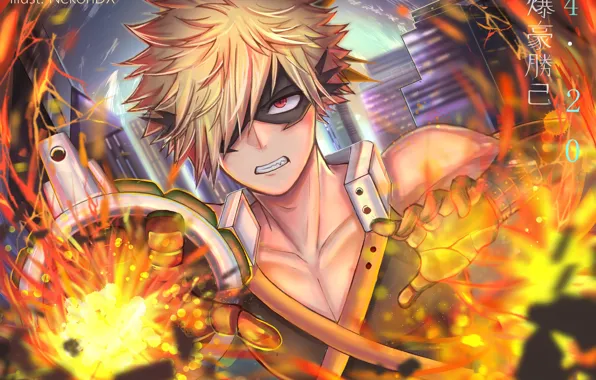 Picture the explosion, flame, guy, My Hero Academia, Boku No Hero Academy, My Hero Academy, Bakuga …