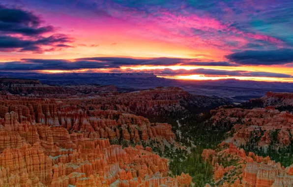 Picture clouds, sunset, mountains, USA, canyons