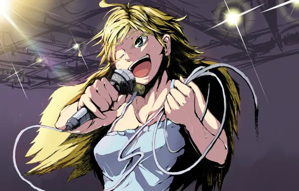 Picture girl, microphone, singer