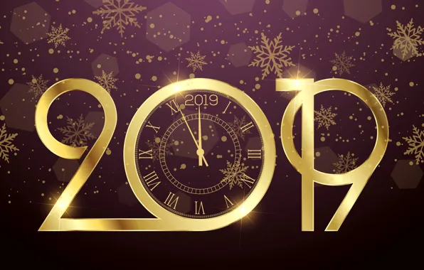 Picture gold, New Year, figures, golden, background, New Year, purple, Happy, sparkle, 2019