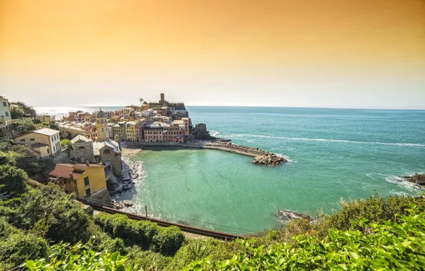 Picture sea, home, Italy, Vernazza