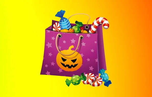 Picture holiday, gift, Wallpaper, package, candy, sweets, wallpaper, halloween, Halloween, candies, фон дисплея