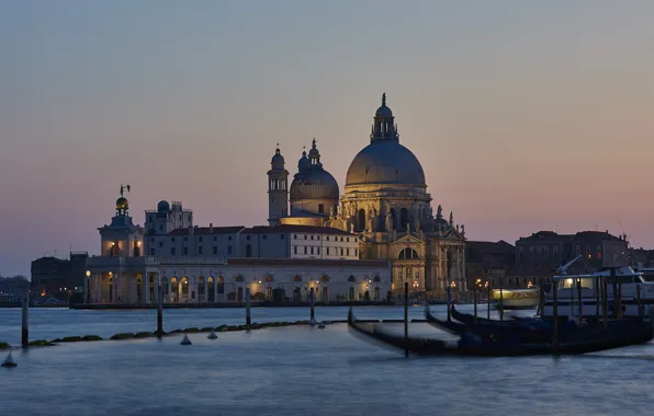 Picture photo, The city, Cathedral, Boats, Italy, Venice, Santa Maria della Salute