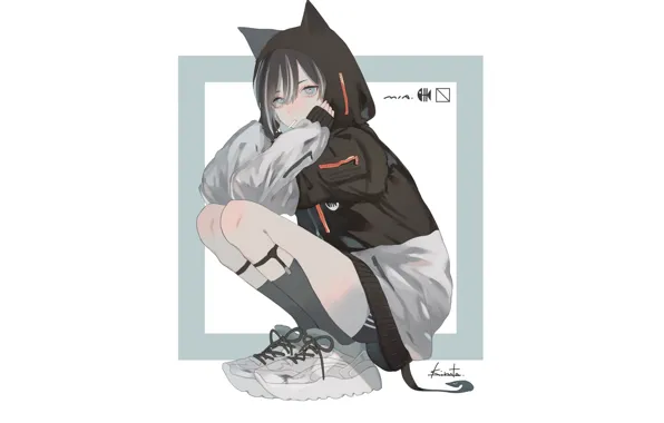 Picture background, hood, girl, sneakers