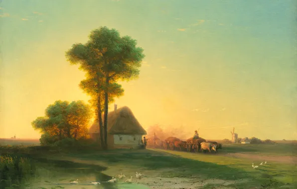 Picture landscape, picture, 1866, Ivan Aivazovsky, Evening on the Ukraine