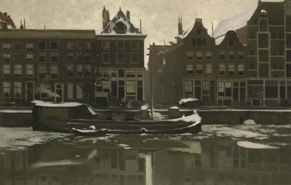 Picture oil, picture, canvas, 1899, Willem Witsen, Виллем Витсен, Канал Oude Schans в Амстердаме
