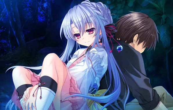 Picture forest, girl, the game, art, guy, Summer Pockets