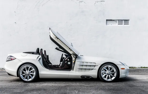 Picture Roadster, White, Door, 2009, Side View, Mercedes-Benz SLR McLaren