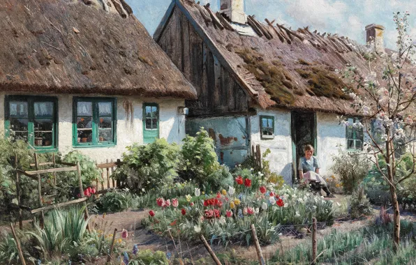 Picture 1923, Danish painter, Peter Merk Of Menstad, Peder Mørk Mønsted, Danish realist painter, oil on …