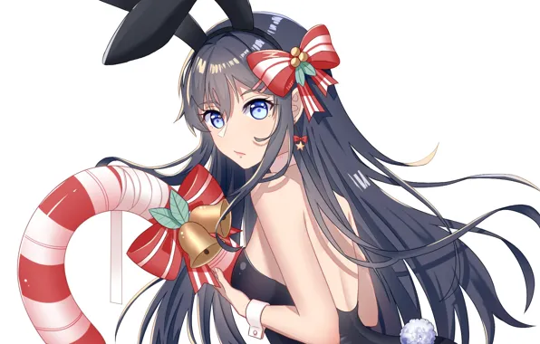 Picture look, girl, new year, Christmas, rabbit, art, Seishun Yarou wa bunny girl Senpai no Yu …
