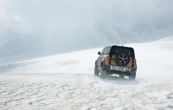Picture snow, Land Rover, snow, Defender, Land Rover Defender, Land Rover Defender 90 D240 SE, 90 …