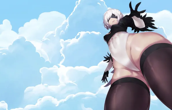 Picture The sky, Clouds, Girl, Android, Art, Nier, Illustration, Characters, Automata, Game Art, NieR, NieR: Automata, …