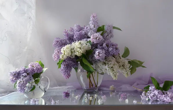 Picture branches, vase, pitcher, lilac, fabric, Valentina Fencing