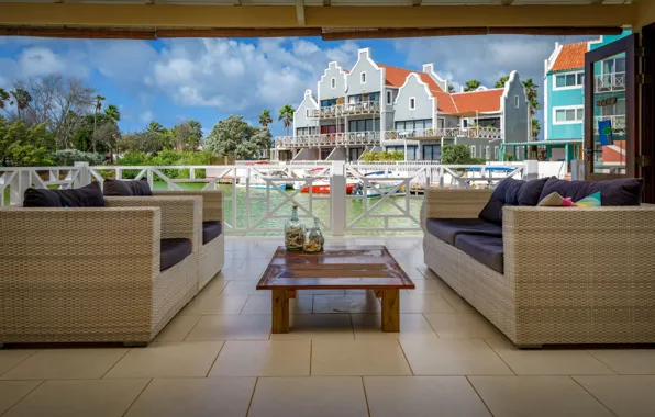 Picture furniture, Villa, interior, terrace, Home Bonaire
