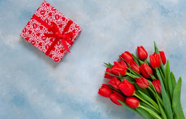 Picture gift, bouquet, tape, tulips, red, Ellygri
