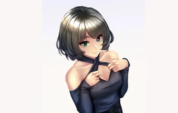 Picture girl, sexy, cleavage, blouse, boobs, anime, beautiful, short hair, pretty, breasts, attractive, handsome, brunette hair, …