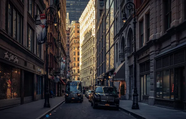 Picture road, street, home, New York, USA