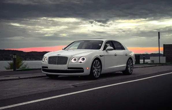 Picture Bentley, Clouds, Sky, White, Evening, VAG, Flying Spur, Luxure Sedan