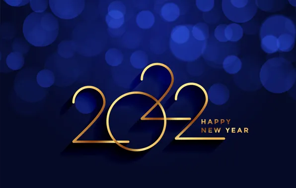 Picture gold, figures, New year, golden, new year, happy, blue background, blue, decoration, sparkling, 2022