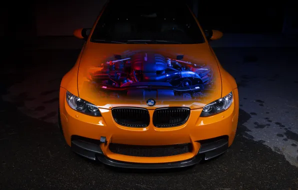 Picture BMW, Orange, E90, Face, Sight