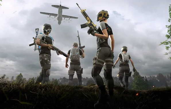 Picture weapons, soldiers, the plane, PlayerUnknown's Battlegrounds