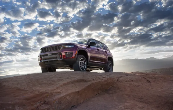 Picture clouds, mountains, exterior, Jeep, Grand Cherokee, Trailhawk, Jeep Grand Cherokee Trailhawk, 2022