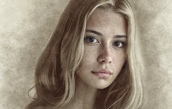 Picture girl, photoshop, picture, pencil drawing