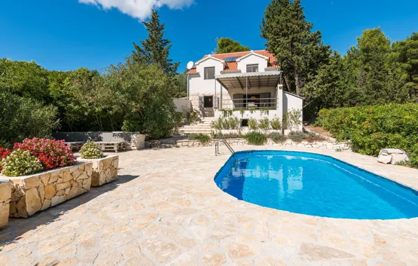 Picture Villa, pool, garden, architecture, Croatia, the island of brac, Luxury Villa Velvet, Bol, Zlatni rat