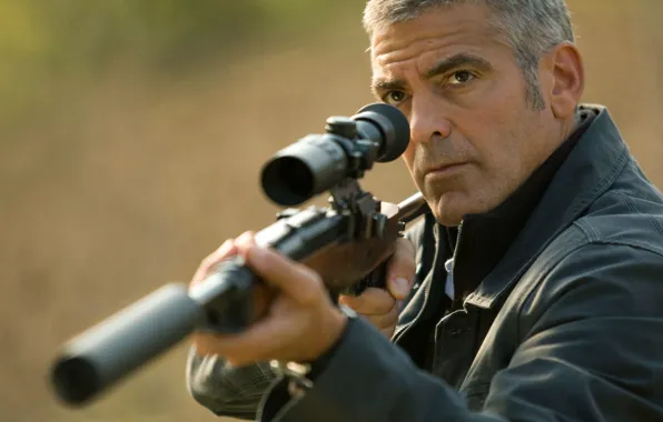 Picture Actor, male, sniper rifle, George Clooney, george clooney, sex symbol