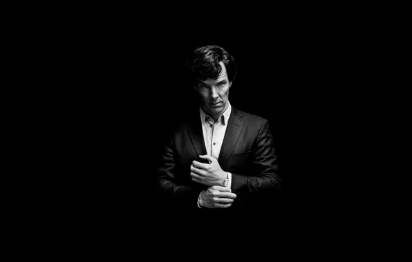 Picture background, minimalism, black background, Benedict Cumberbatch, Benedict Cumberbatch, Sherlock, Sherlock BBC, Sherlock Holmes, Sherlock (TV …