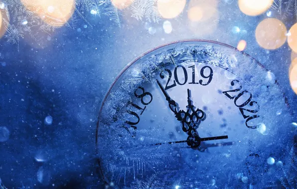 Picture watch, New year, dial, bokeh, 2019