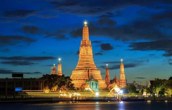 Picture night, clouds, the city, building, lighting, Thailand, temple, Thailand, Bangkok