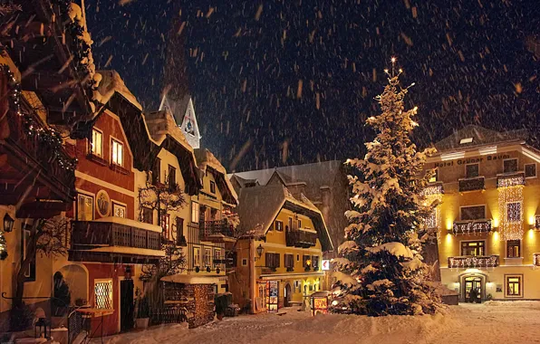 Picture Home, Austria, Snow, Snow, Austria, Houses, Winter city, Winter city