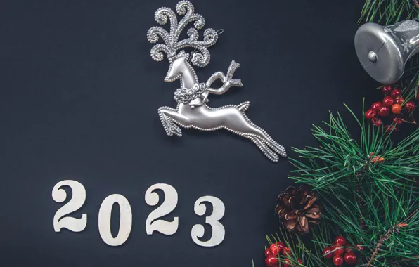 Picture background, deer, figures, New year, date, 2023, New Year 2023