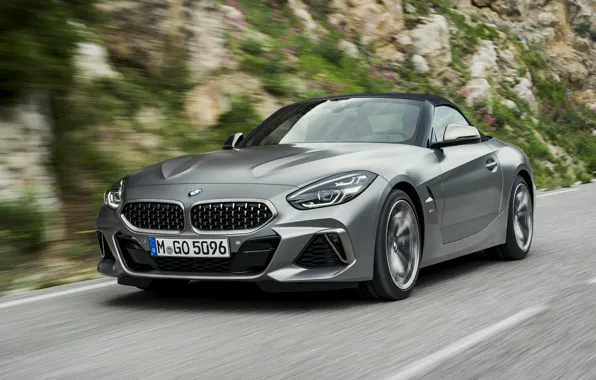 Picture road, grey, speed, BMW, Roadster, BMW Z4, M40i, Z4, the soft top, 2019, G29