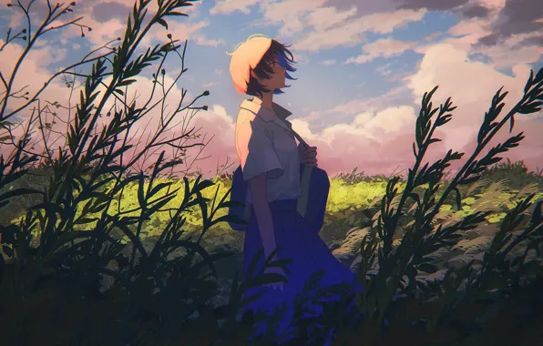 Picture the sky, grass, girl, form
